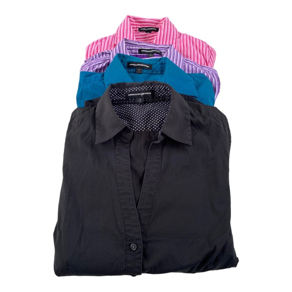 FOUR EXPRESS SIZE SMALL BUTTON DOWN WORK SHIRT CLASSY CUFFS AND FUN COLORS